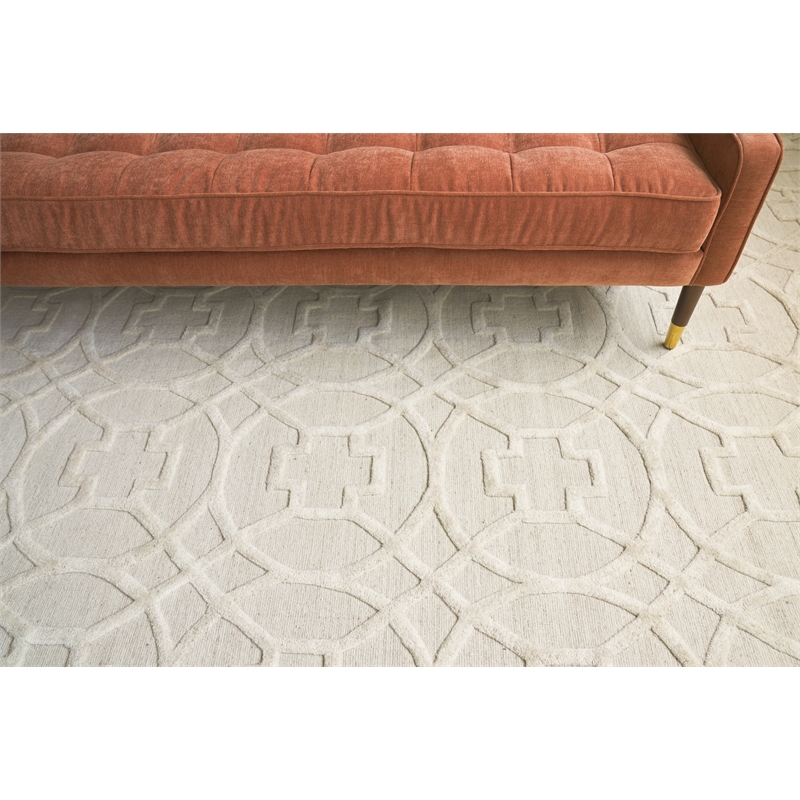Windsor Handloomed Wool/Bamboo Silk Beige 6'x9' Area Rug