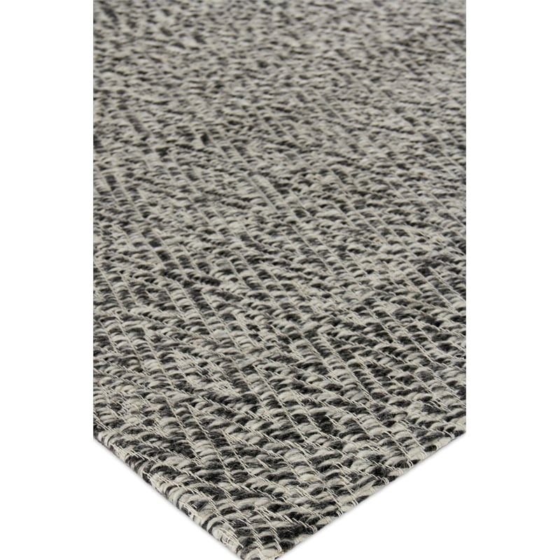 Woven Earth Flatweave New Zealand Wool Black 6'x9' Area Rug