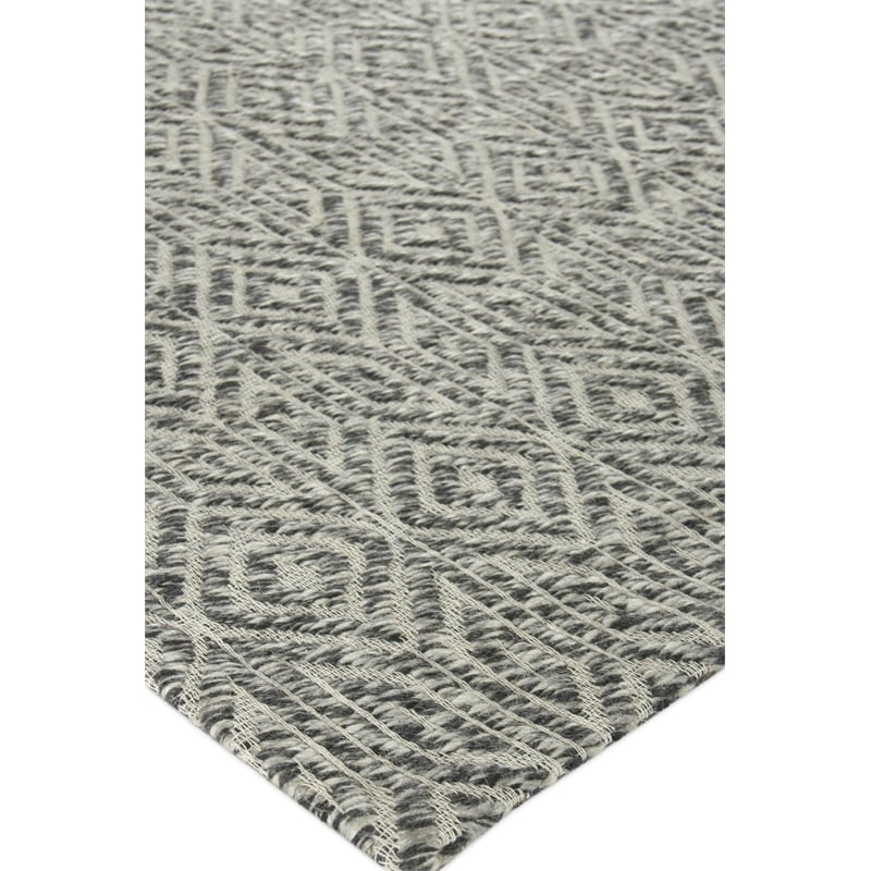 Woven Earth Flatweave New Zealand Wool Black 10'x14' Area Rug