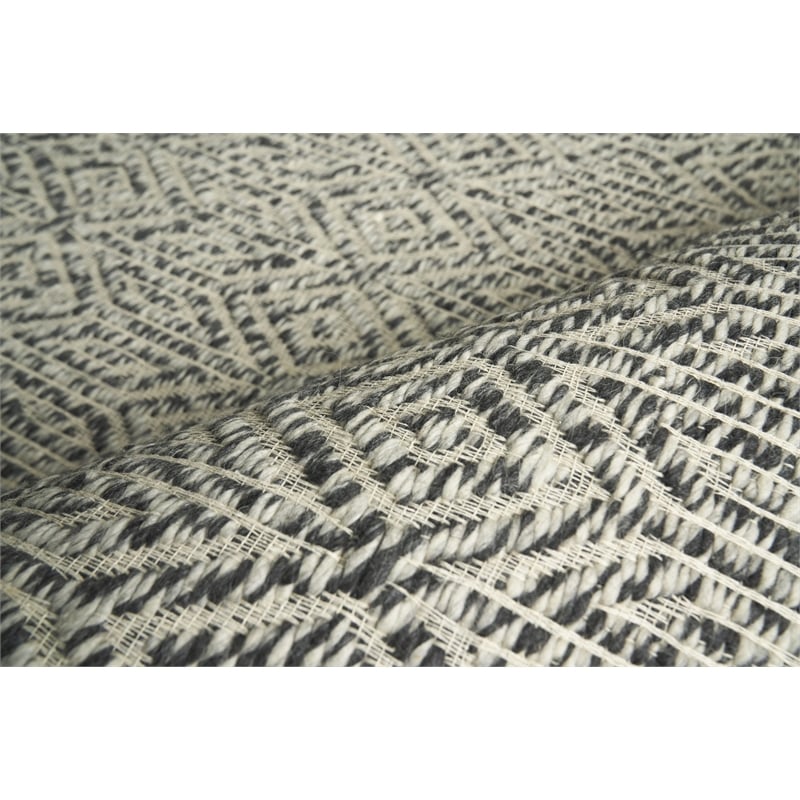 Woven Earth Flatweave New Zealand Wool Black 6'x9' Area Rug