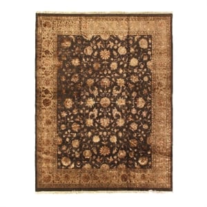 Hand-Knotted Wool/Silk Charcoal/Beige 12'x15' Area Rug
