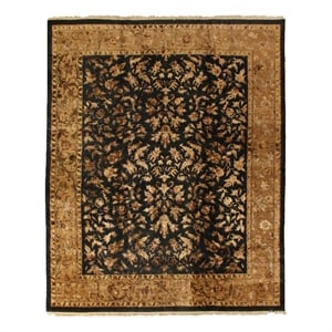 Hand-Knotted Wool/Silk Black/Gold 12'x14' Area Rug