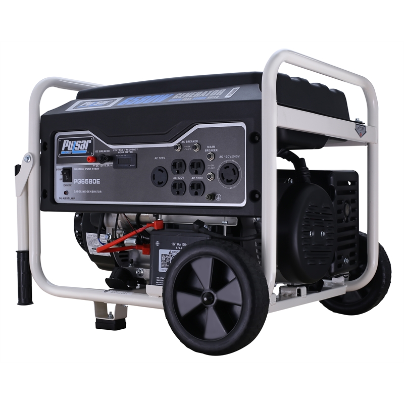 Pulsar 6580 Watt Gasoline Powered Portable Generator w/ Electric Start in Black