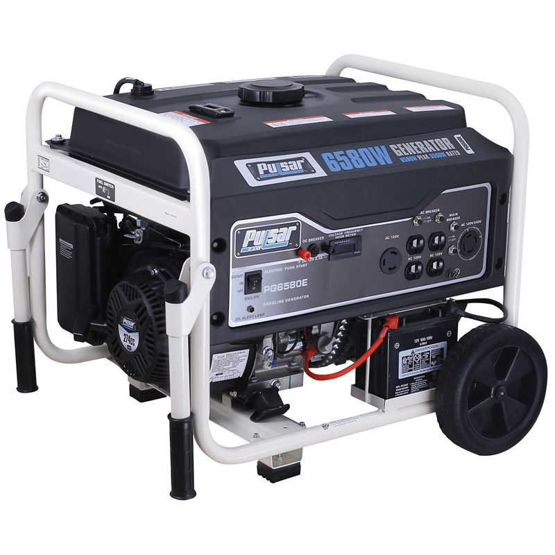 Pulsar 6580 Watt Gasoline Powered Portable Generator w/ Electric Start in Black