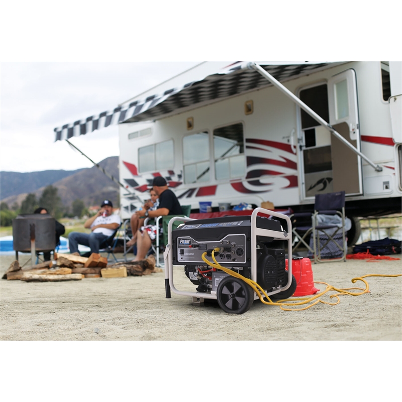 Pulsar 6580 Watt Gasoline Powered Portable Generator w/ Electric Start in Black