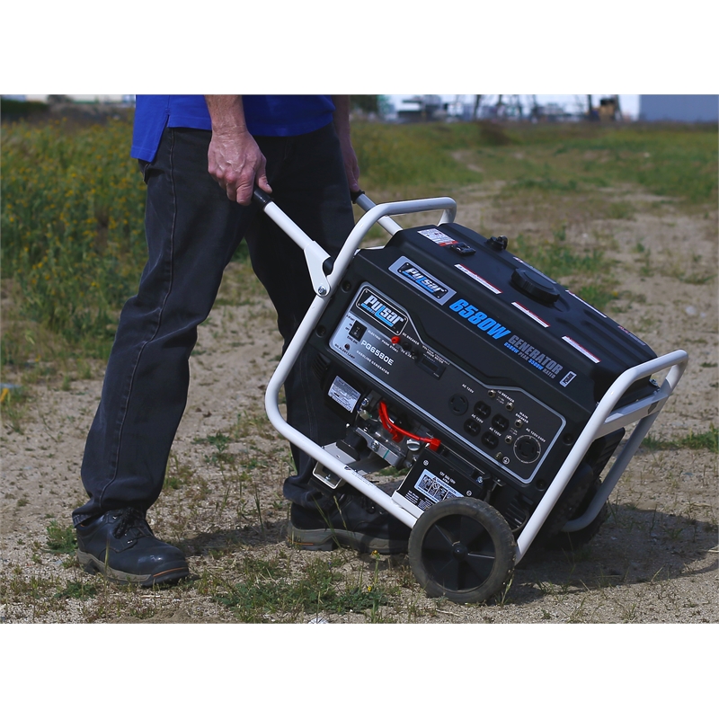 Pulsar 6580 Watt Gasoline Powered Portable Generator w/ Electric Start in Black