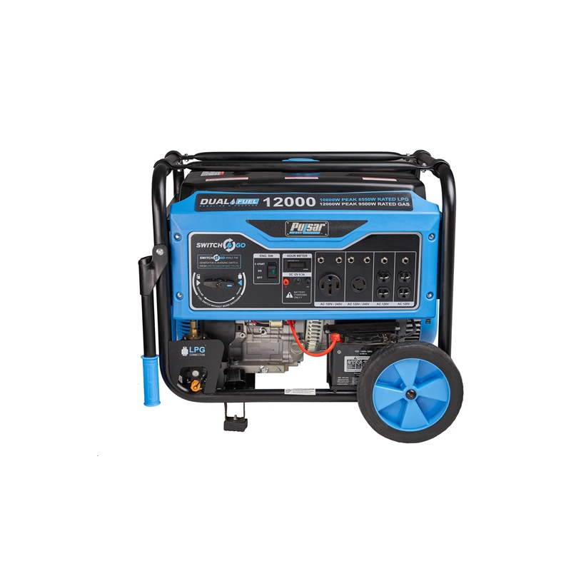 Pulsar 12000W Dual Fuel Portable Generator with Electric Start in Black
