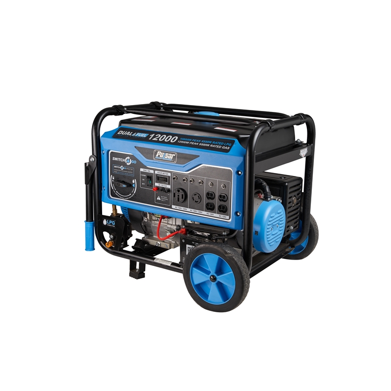 Pulsar 12000W Dual Fuel Portable Generator with Electric Start in Black