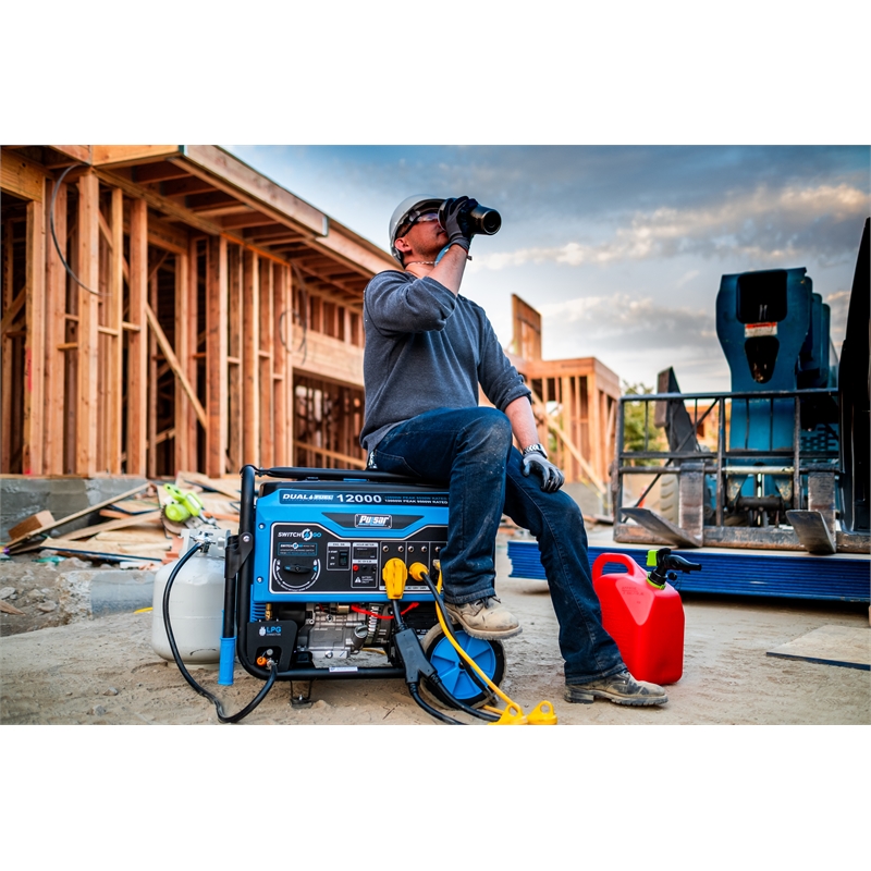 Pulsar 12000W Dual Fuel Portable Generator with Electric Start in Black