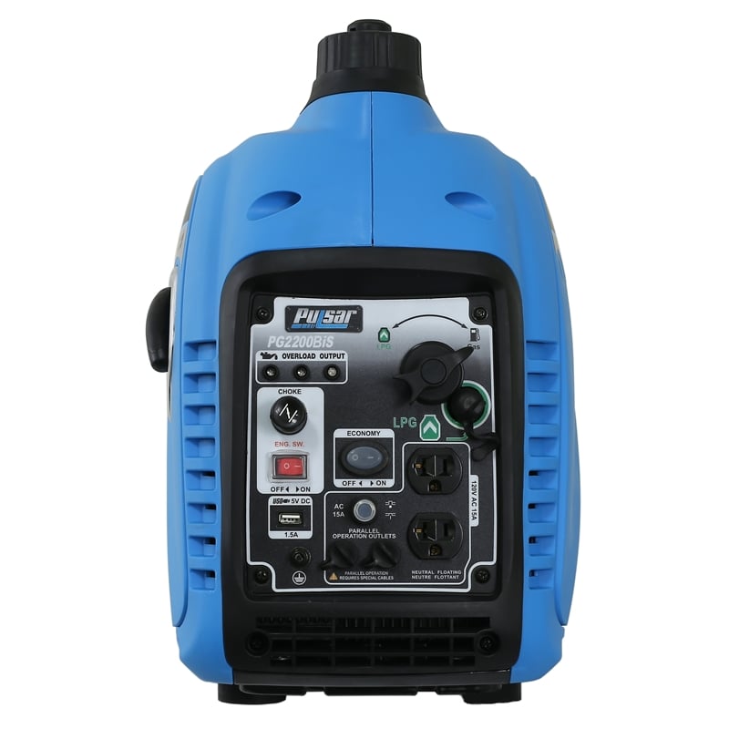 Pulsar 2200 Watt Quiet Dual Fuel Portable Inverter Generator w/ USB Outlet -Blue
