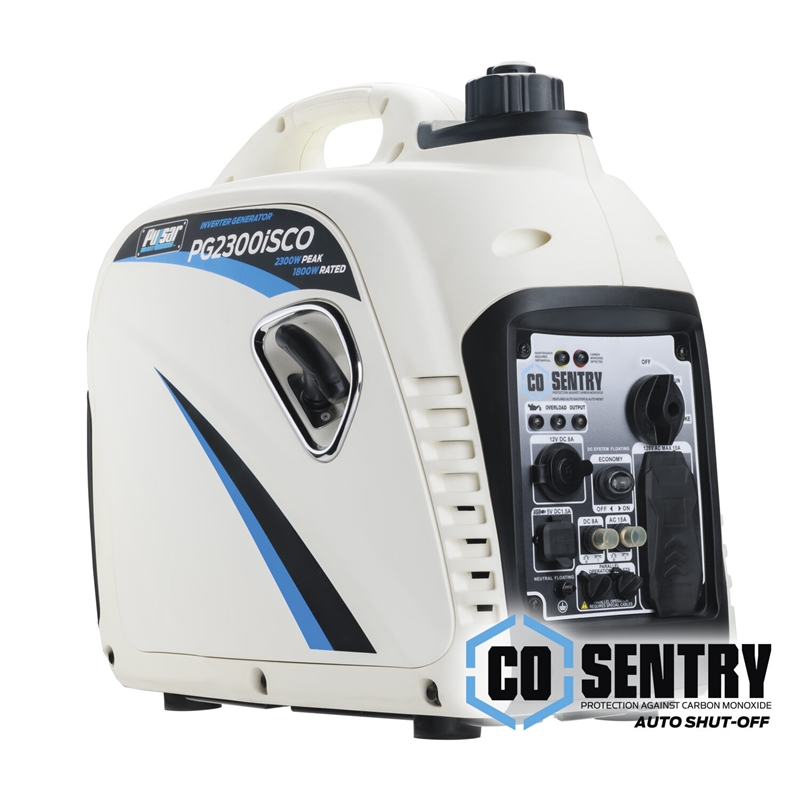 Pulsar 2300 Watt Quiet Gasoline Powered Portable Inverter Generator in White