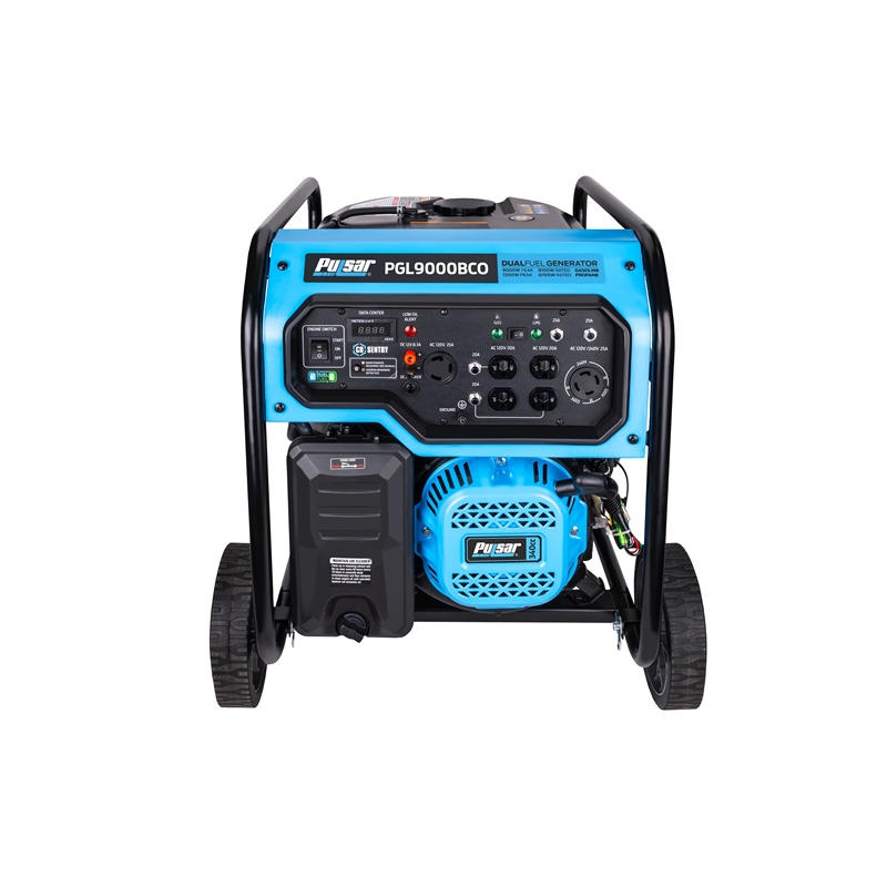 Pulsar 9000 Watt Dual-Fuel Generator with Electric Start in Blue