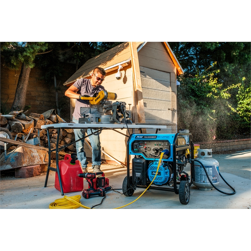 Pulsar 9000 Watt Dual-Fuel Generator with Electric Start in Blue