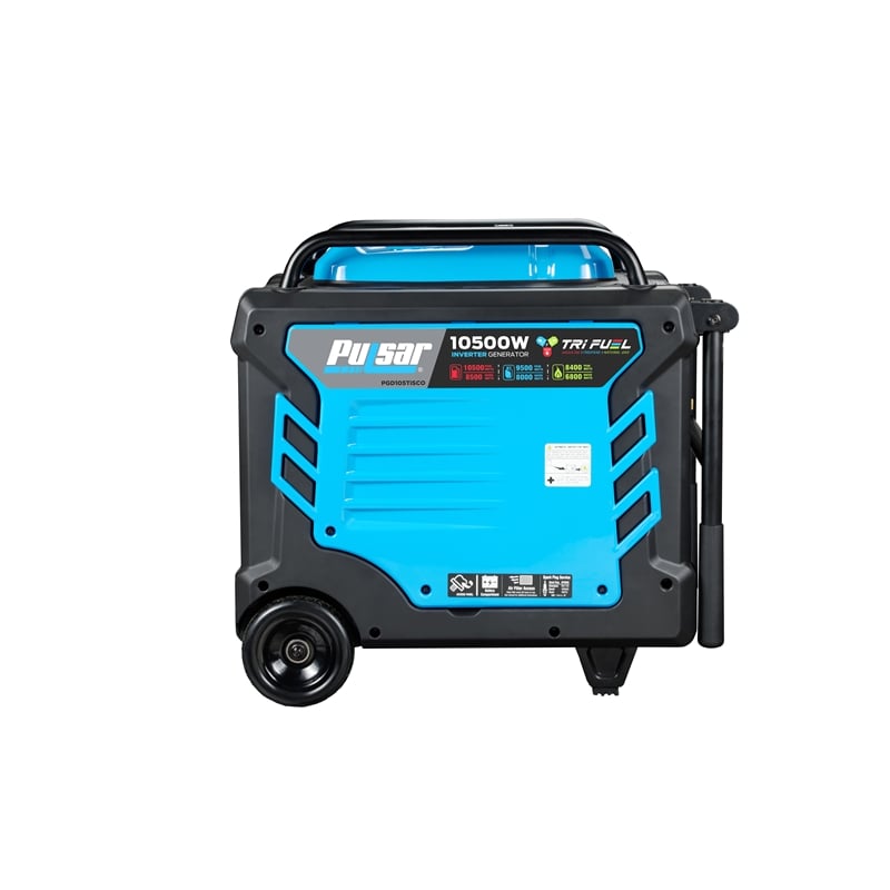 Pulsar 10500 Watt Tri-Fuel Portable Inverter Generator with Remote Start in Blue