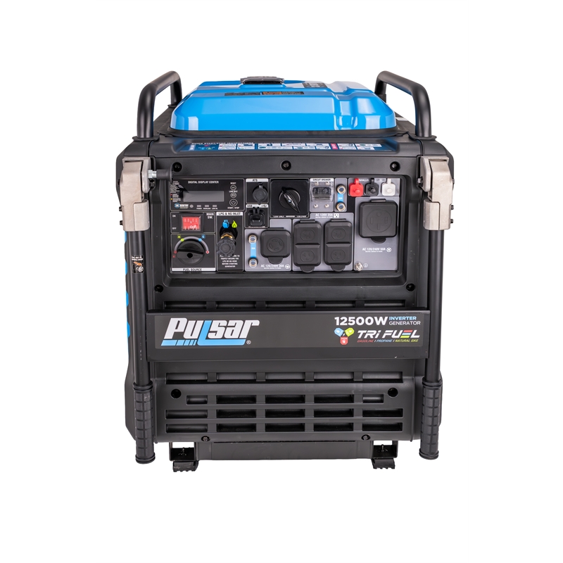 Pulsar 12500 Watt Tri-Fuel Portable Inverter Generator with Remote Start in Blue