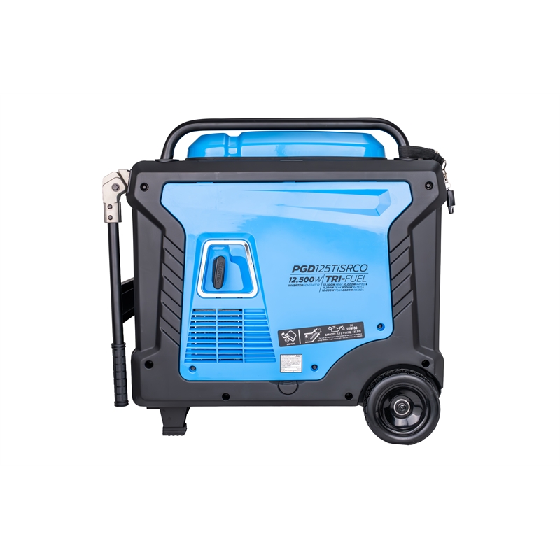 Pulsar 12500 Watt Tri-Fuel Portable Inverter Generator with Remote Start in Blue