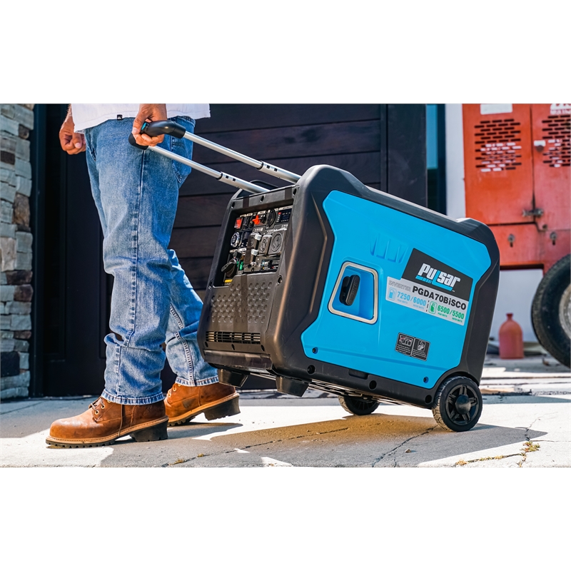 Pulsar 7250 Watt Super Quiet Dual Fuel Inverter Generator w/ Remote Start- Blue