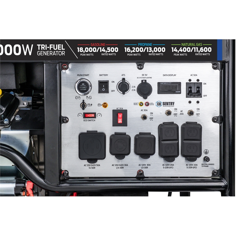 Ford 18000 Watt Tri-Fuel Portable Generator with Remote Start in Blue