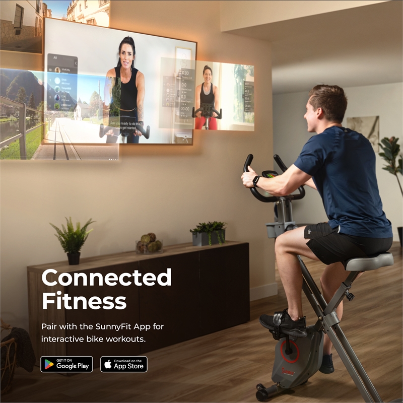 Sunny Health & Fitness Foldable Mag X-Bike Pro in Gray
