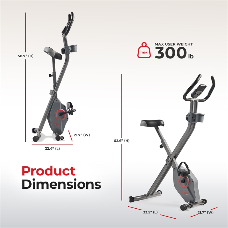 Sunny Health & Fitness Foldable Mag X-Bike Pro in Gray