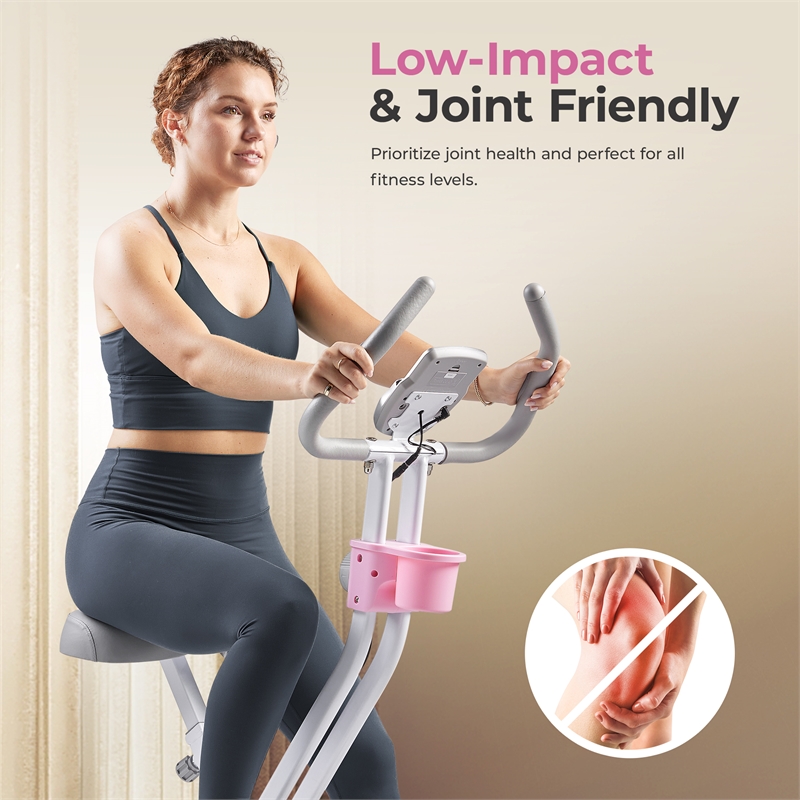Sunny Health & Fitness Pink Foldable Mag X-Bike Pro in Pink