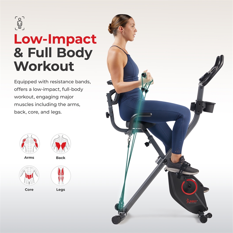 Sunny Health & Fitness Full Body Foldable Mag X-Bike Pro Black