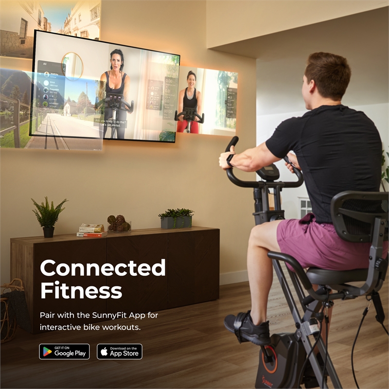 Sunny Health & Fitness Full Body Foldable Mag X-Bike Pro Black