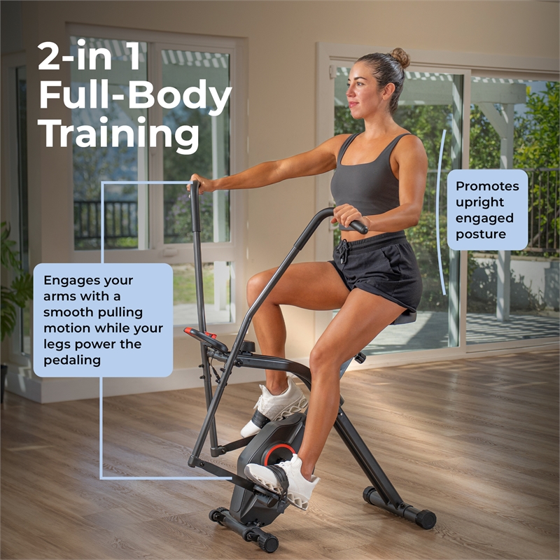 Sunny Health & Fitness Smart Total Body X Bike in Black