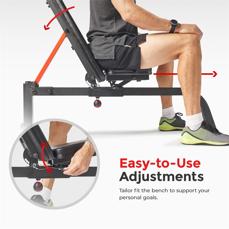 Sunny Health & Fitness Adj Multifunction Bench in Black