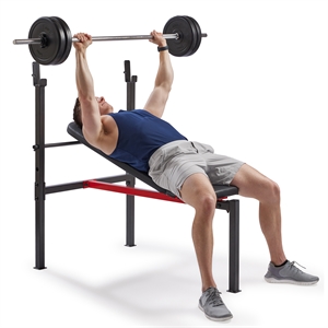Sunny Health & Fitness Adj Standard Incline Bench w/ Rack in Black