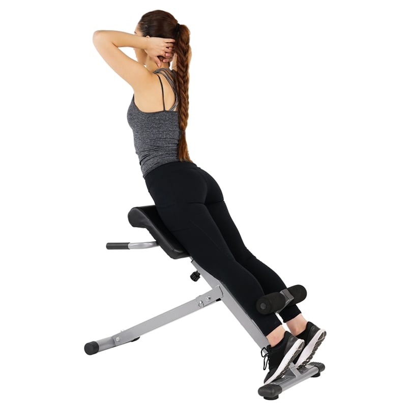 Sunny Health & Fitness 45 Degree Hyperextension Roman Chair in Black