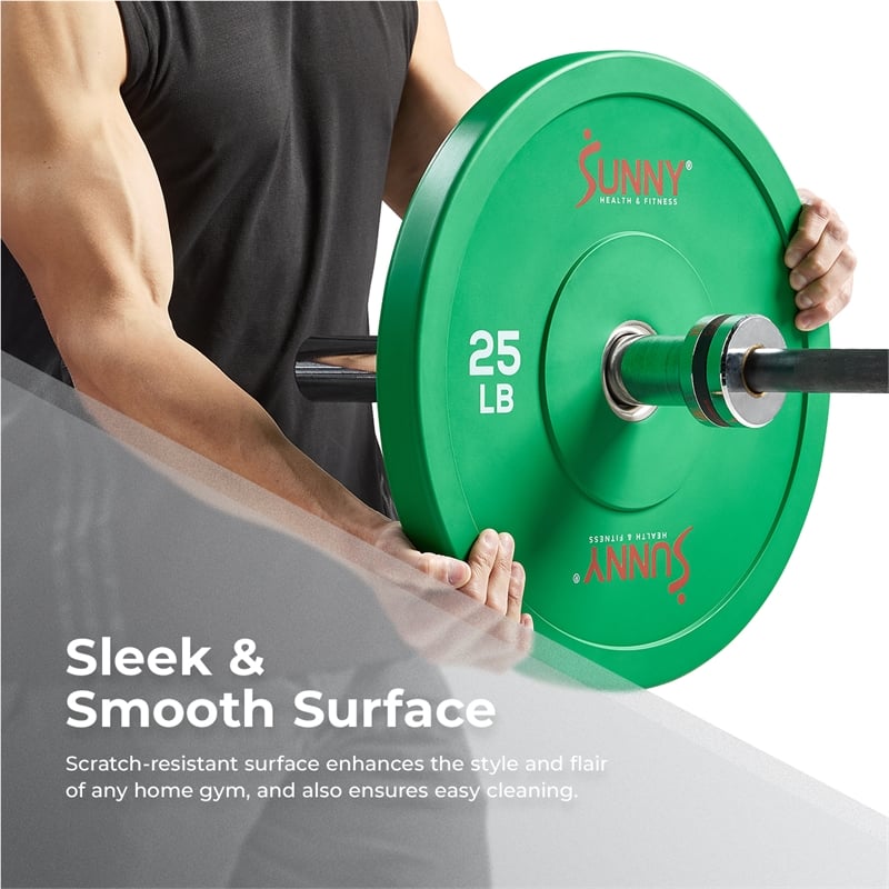 Sunny Health & Fitness Elite 2-inch Rubber Olympic Plates 15 lb (Pair) in Gray