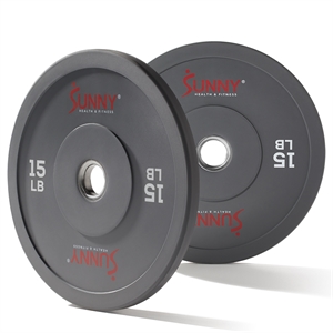 Sunny Health & Fitness Elite 2-inch Rubber Olympic Plates 15 lb (Pair) in Gray