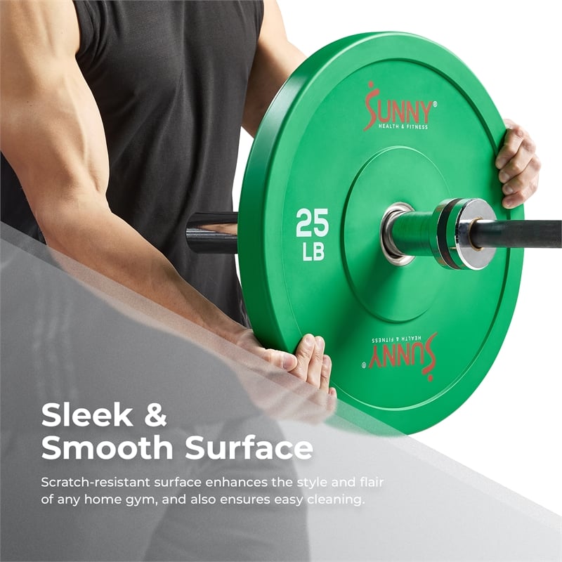 Sunny Health & Fitness Elite 2-inch Rubber Olympic Plates 25 lb (Pair) in Green