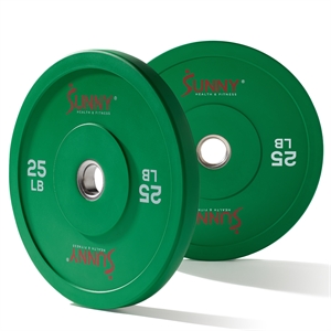 Sunny Health & Fitness Elite 2-inch Rubber Olympic Plates 25 lb (Pair) in Green