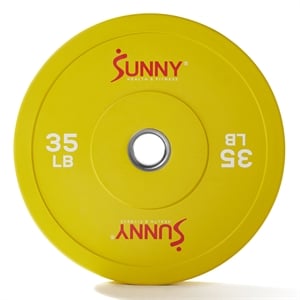 Sunny Health & Fitness Elite 2-inch Rubber Olympic Plates 35 lb in Yellow