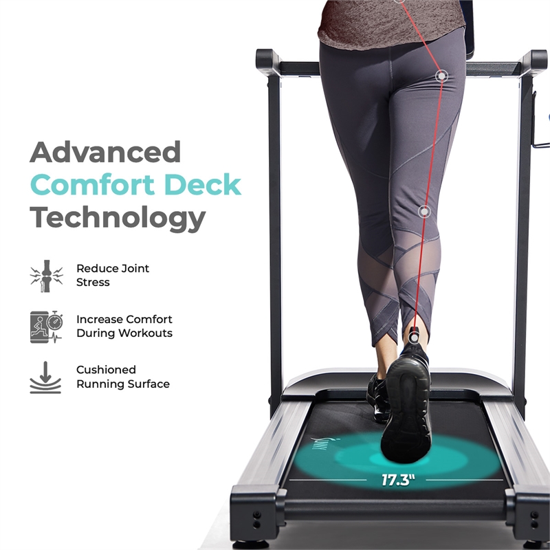 Sunny Health & Fitness Interactive Slim Auto Incline Treadmill w/Bluetooth-Black
