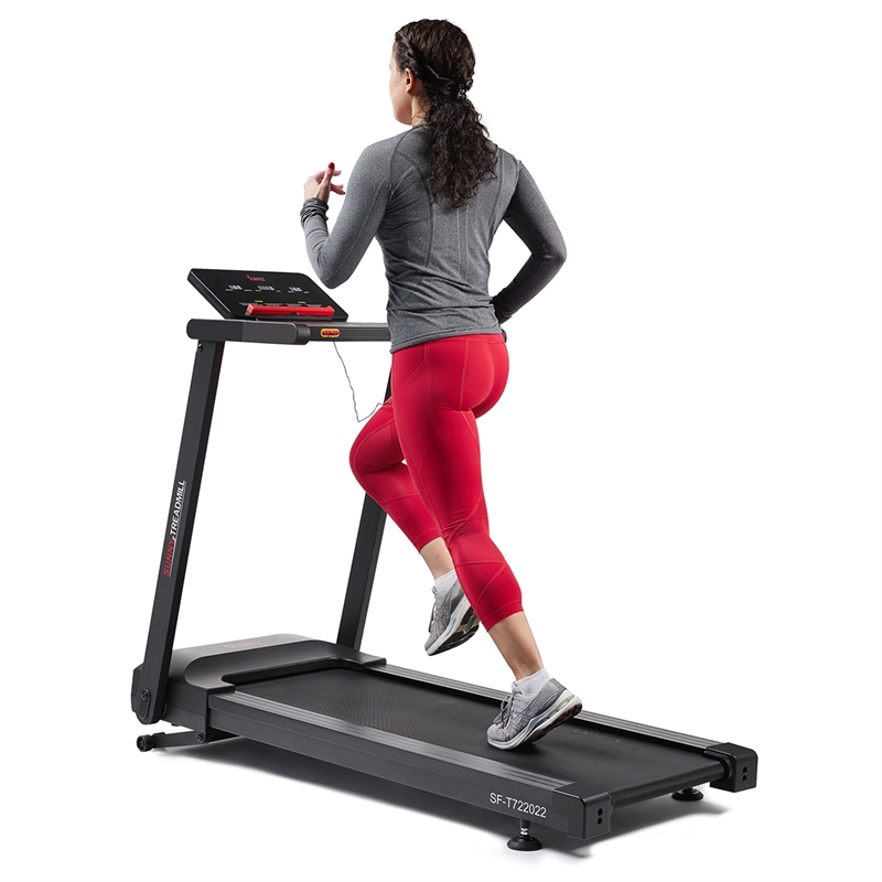 Sunny Health & Fitness Interactive Slim Auto Incline Treadmill w/Bluetooth-Black