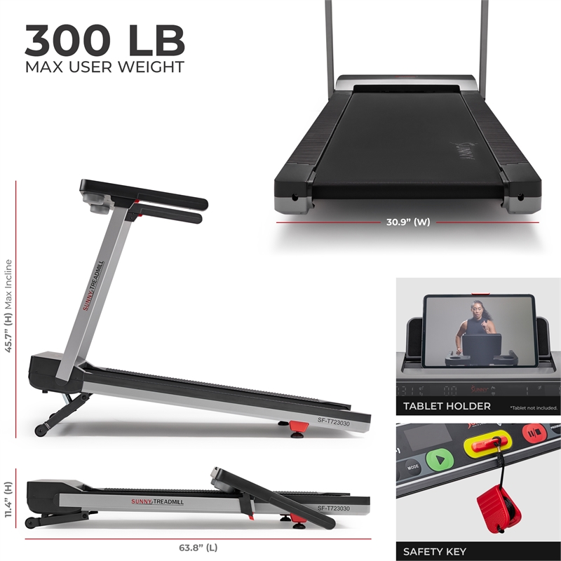 Sunny Health & Fitness Foldable Auto Incline Treadmill 20