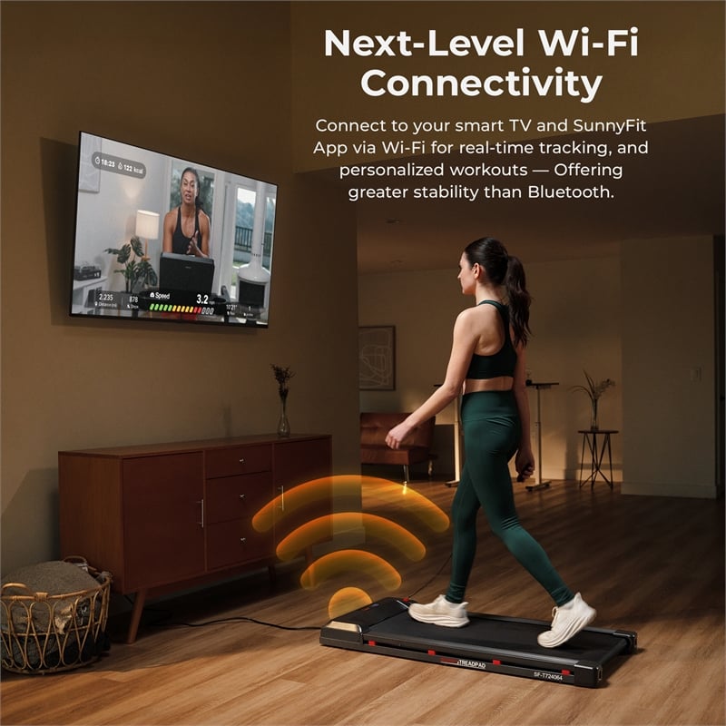 Sunny Health & Fitness Treadpad 100 Smart Walking Treadmill in Black/Red