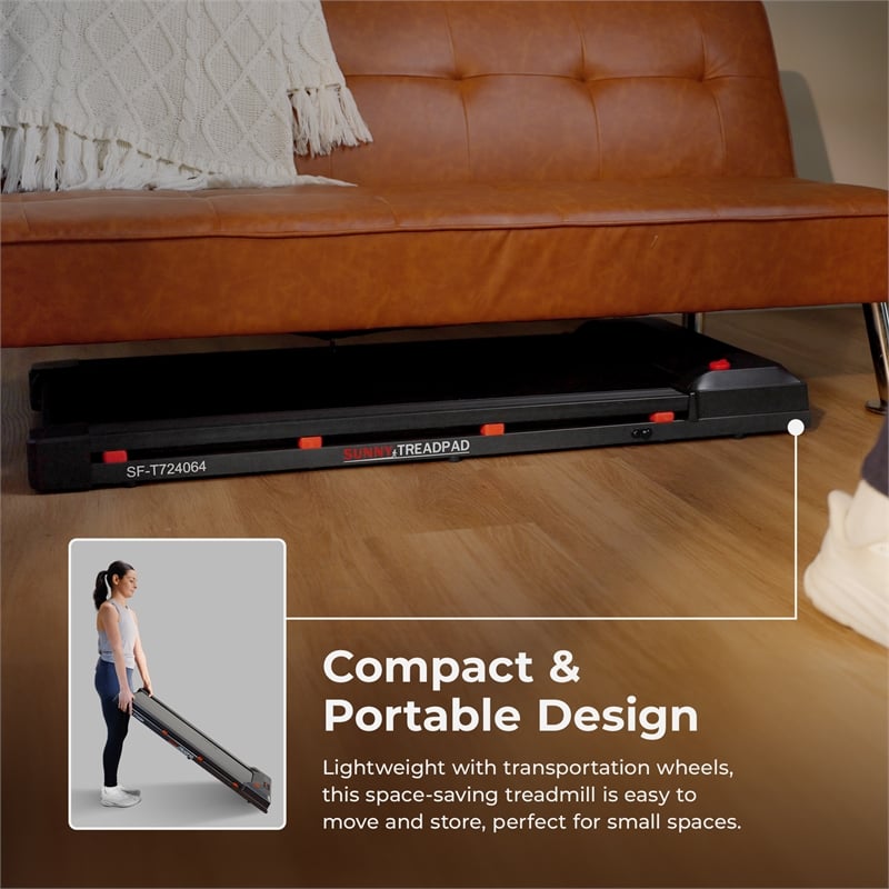 Sunny Health & Fitness Treadpad 100 Smart Walking Treadmill in Black/Red