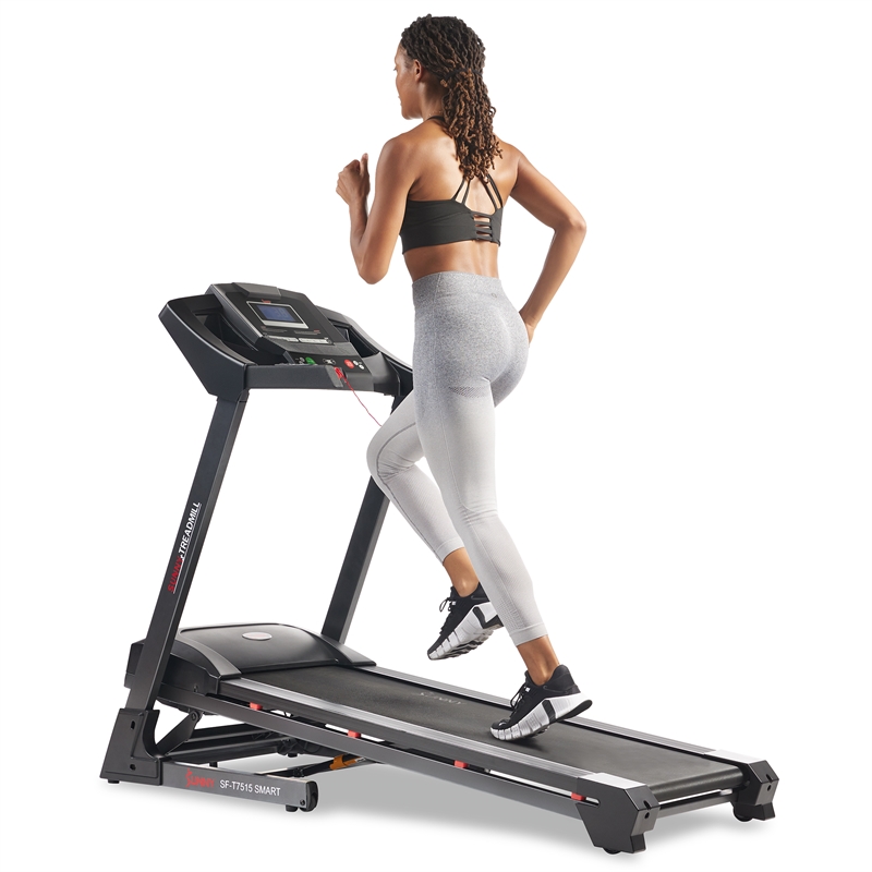 Sunny Health & Fitness Premium Smart Treadmill w/ Auto Incline in Black
