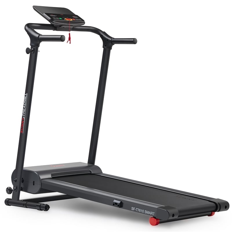 Sunny Health & Fitness SMART Easy Assembly Folding Treadmill in Black