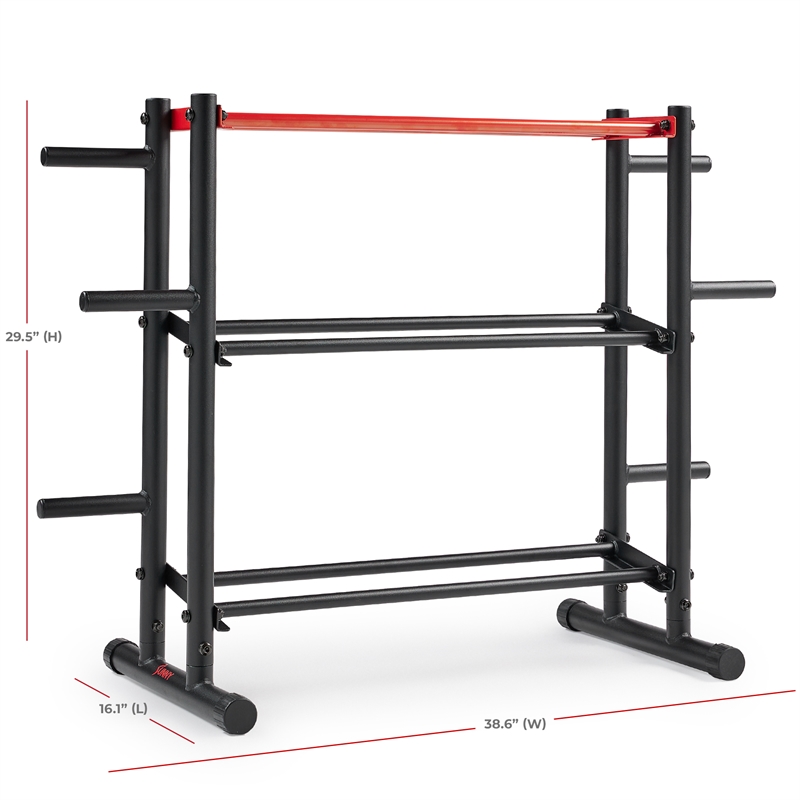 Sunny Health & Fitness Multi-Weight Storage Rack Stand in Black