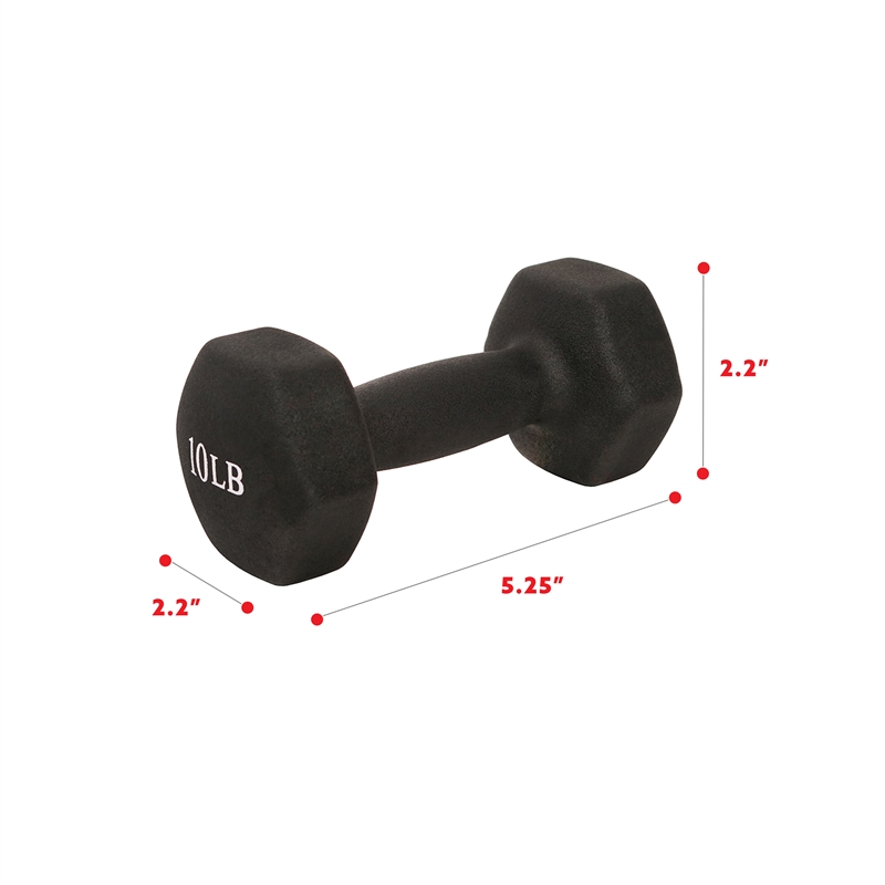 Sunny Health & Fitness Neoprene Dumbbell - 10lb PAIR in Black
