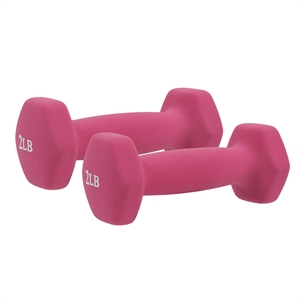 Sunny Health & Fitness Neoprene Dumbbell - 2lb PAIR in Pink