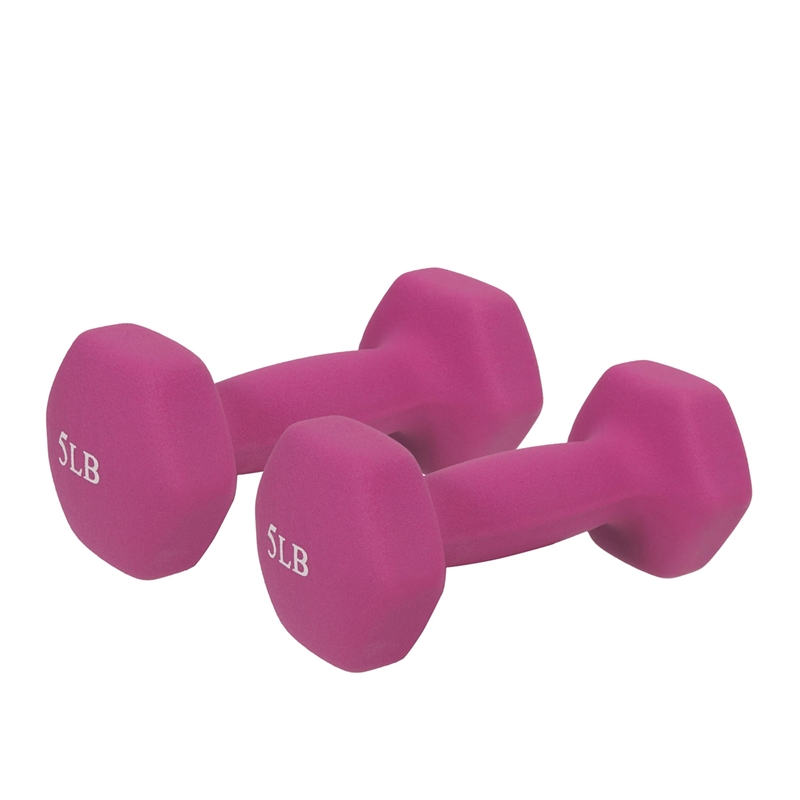 Sunny Health & Fitness Neoprene Dumbbell - 5lb PAIR in Fuschia