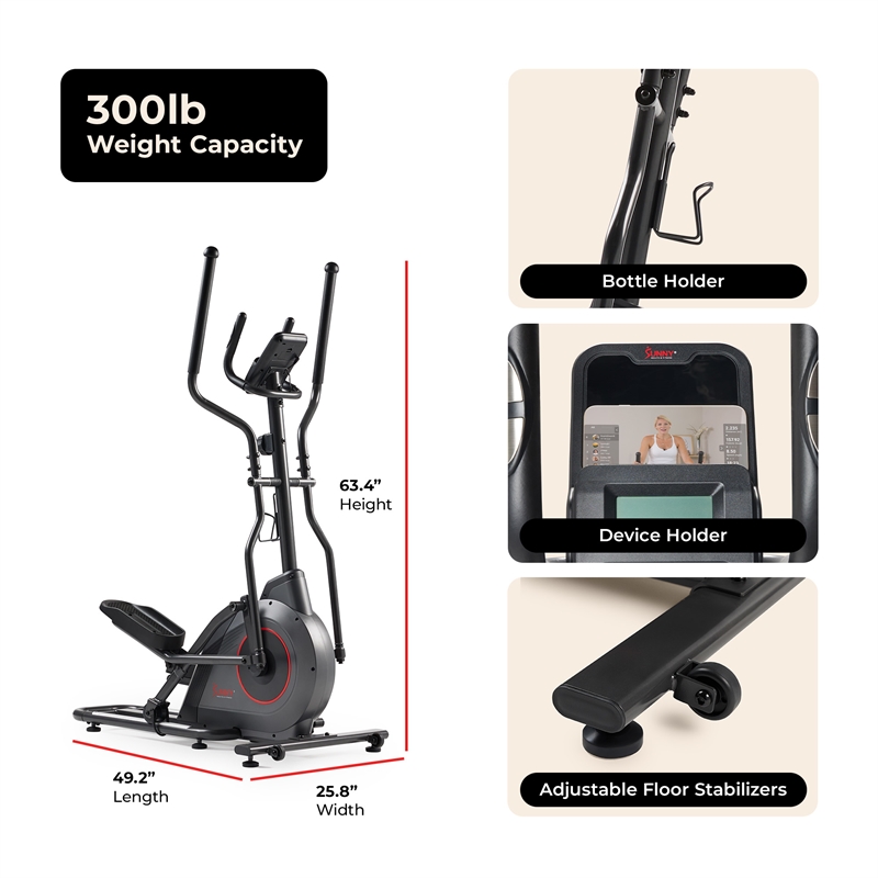 Sunny Health & Fitness Pro Smart Magnetic Elliptical Trainer w/16