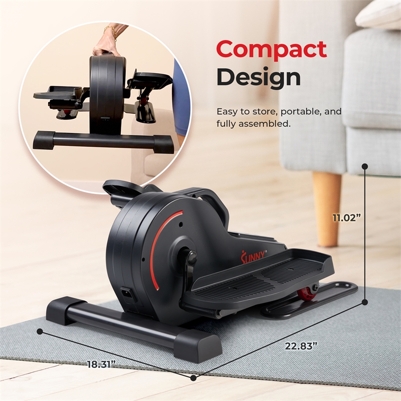 Sunny Health & Fitness SitFit Electric Under Desk Smart Elliptical - Dark Grey
