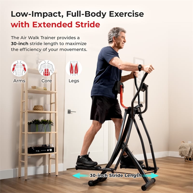 Sunny Health & Fitness Air Walk Trainer Pro in Black